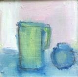 Pink and Blue by judith cockram, Painting, Oil on Board